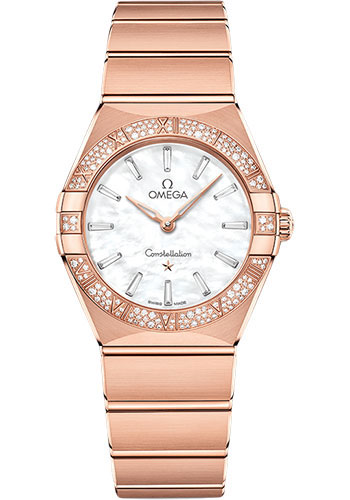 Omega Constellation Rose Gold 28 MM - Rose Gold Bracelet - Diamond Bezel - Mother-Of-Pearl Dial - 131.55.28.60.55.003