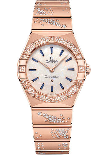 Omega Constellation Rose Gold 28 MM - Rose Gold Diamond Bracelet - Diamond Bezel - White Diamond Dial - 131.55.28.60.99.002