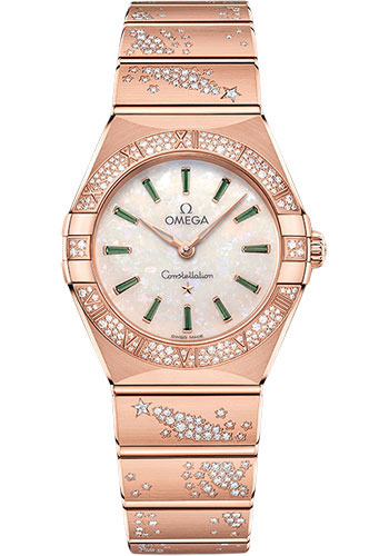 Omega Constellation Rose Gold 28 MM - Rose Gold Diamond Bracelet - Diamond Bezel - White Diamond Dial - 131.55.28.60.99.004