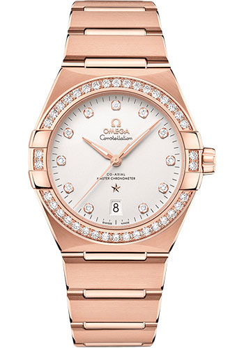 Omega Constellation Rose Gold 39 MM - Rose Gold Bracelet - Diamond Bezel - Silvery Diamond Dial - 131.55.39.20.52.001