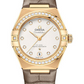 Omega Constellation Yellow Gold 29 MM - Brown Leather Strap - Diamond Bezel - White Silvery Diamond Dial - 131.58.29.20.52.001