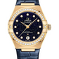 Omega Constellation Yellow Gold 29 MM - Blue Leather Strap - Diamond Bezel - Blue Diamond Dial - 131.58.29.20.53.001