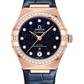 Omega Constellation Rose Gold 29 MM - Blue Leather Strap - Diamond Bezel - Blue Diamond Dial - 131.58.29.20.53.003