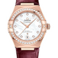 Omega Constellation Rose Gold 29 MM - Red Leather Strap - Diamond Bezel - Pearled Mother-Of-Pearl Diamond Dial - 131.58.29.20.55.002