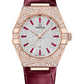 Omega Constellation Rose Gold Diamond 29 MM - Red Leather Strap - Diamond Bezel - White Gold Diamond Dial - 131.58.29.20.99.001