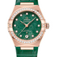 Omega Constellation Rose Gold 29 MM - Green Leather Strap - Diamond Bezel - Green Diamond Dial - 131.58.29.20.99.004