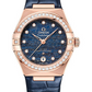 Omega Constellation Rose Gold 29 MM - Blue Leather Strap - Diamond Bezel - Blue Diamond Dial - 131.58.29.20.99.006