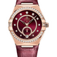 Omega Constellation Rose Gold 34 MM - Burgundy  Leather Strap - Diamond Bezel - Burgundy Diamond Dial - 131.58.34.20.61.001