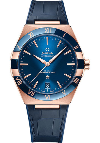 Omega Constellation Rose Gold 41 MM - Blue Leather Strap - Blue Dial - 131.63.41.21.03.001