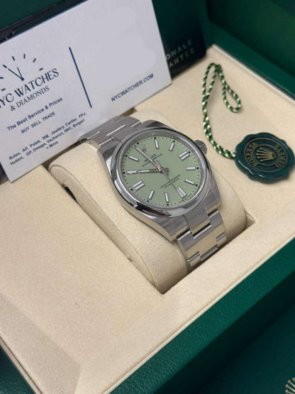 Rolex Oyster Perpetual - Stainless Steel - 41 MM - Oyster Bracelet - Pistachio Dial - Domed Bezel - 134300-0006