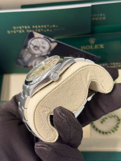 Rolex Oyster Perpetual - Stainless Steel - 41 MM - Oyster Bracelet - Beige Dial - Domed Bezel - 134300-0007