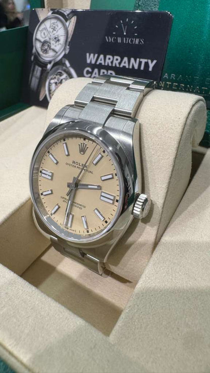 Rolex Oyster Perpetual - Stainless Steel - 41 MM - Oyster Bracelet - Beige Dial - Domed Bezel - 134300-0007