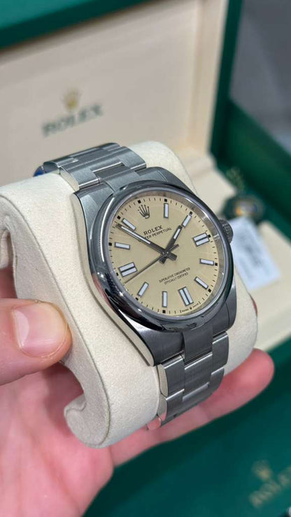 Rolex Oyster Perpetual - Stainless Steel - 41 MM - Oyster Bracelet - Beige Dial - Domed Bezel - 134300-0007