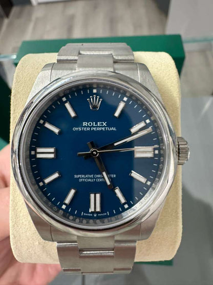 Rolex Oyster Perpetual - Stainless Steel - 41 MM - Oyster Bracelet - Med Blue Dial - Domed Bezel - 134300-0009