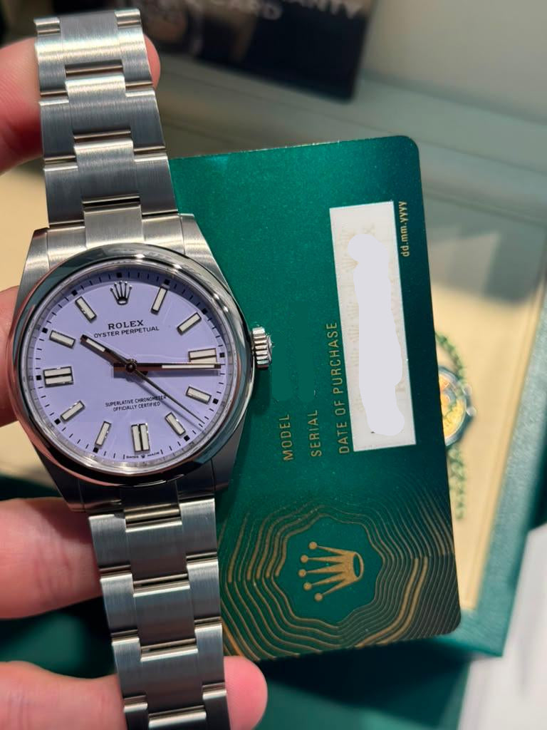 Rolex Oyster Perpetual - Stainless Steel - 41 MM - Oyster Bracelet - Lavender Dial - Domed Bezel - 134300-0012