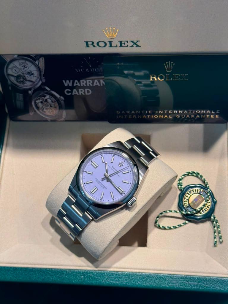 Rolex Oyster Perpetual - Stainless Steel - 41 MM - Oyster Bracelet - Lavender Dial - Domed Bezel - 134300-0012