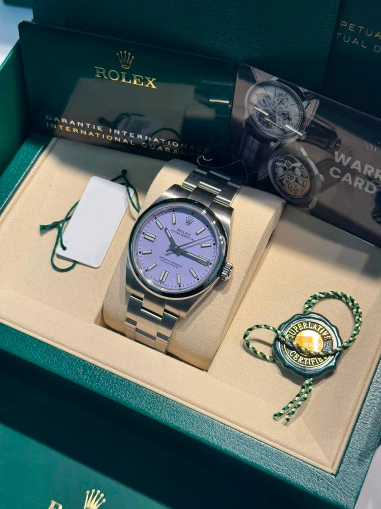 Rolex Oyster Perpetual - Stainless Steel - 41 MM - Oyster Bracelet - Lavender Dial - Domed Bezel - 134300-0012