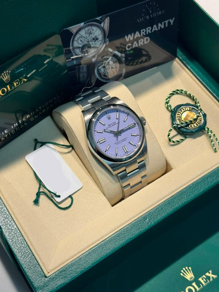 Rolex Oyster Perpetual - Stainless Steel - 41 MM - Oyster Bracelet - Lavender Dial - Domed Bezel - 134300-0012
