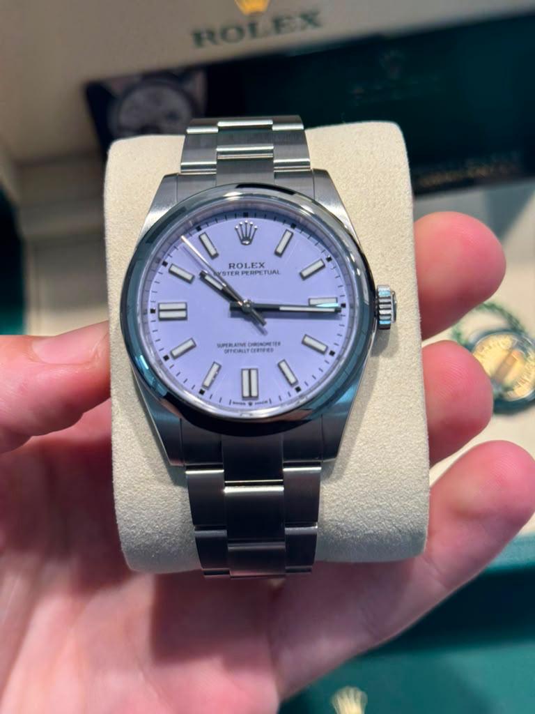 Rolex Oyster Perpetual - Stainless Steel - 41 MM - Oyster Bracelet - Lavender Dial - Domed Bezel - 134300-0012
