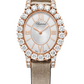 Chopard L'Heure Du Diamant Rose Gold 29.40 MM - Brown Leather Strap - Diamond Bezel - White Dial - 139384-5104