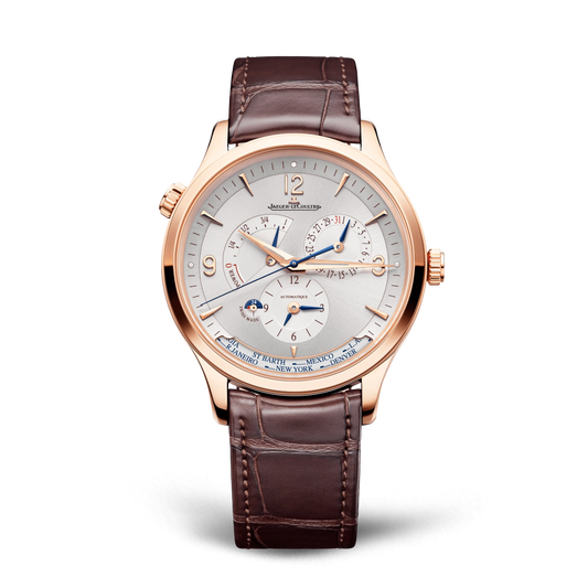 JLC - Master Control Geographic - 40 MM - Pink Gold - Silvered-Gray Dial - Brown Leather Strap - Q4122520
