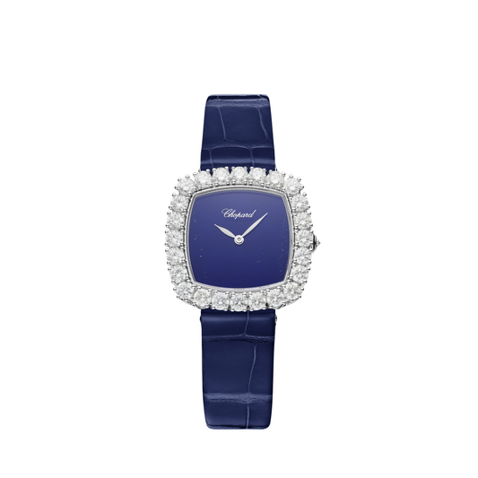 Chopard L'Heure Du Diamant White Gold 30.50 MM - Blue Leather Strap - Diamond Bezel - Blue  Dial - 13A386-1112