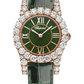 Chopard L'Heure Du Diamant Rose Gold 30 MM - Green Leather Strap - Diamond Bezel - Green Laquered Dial - 13a377-5008