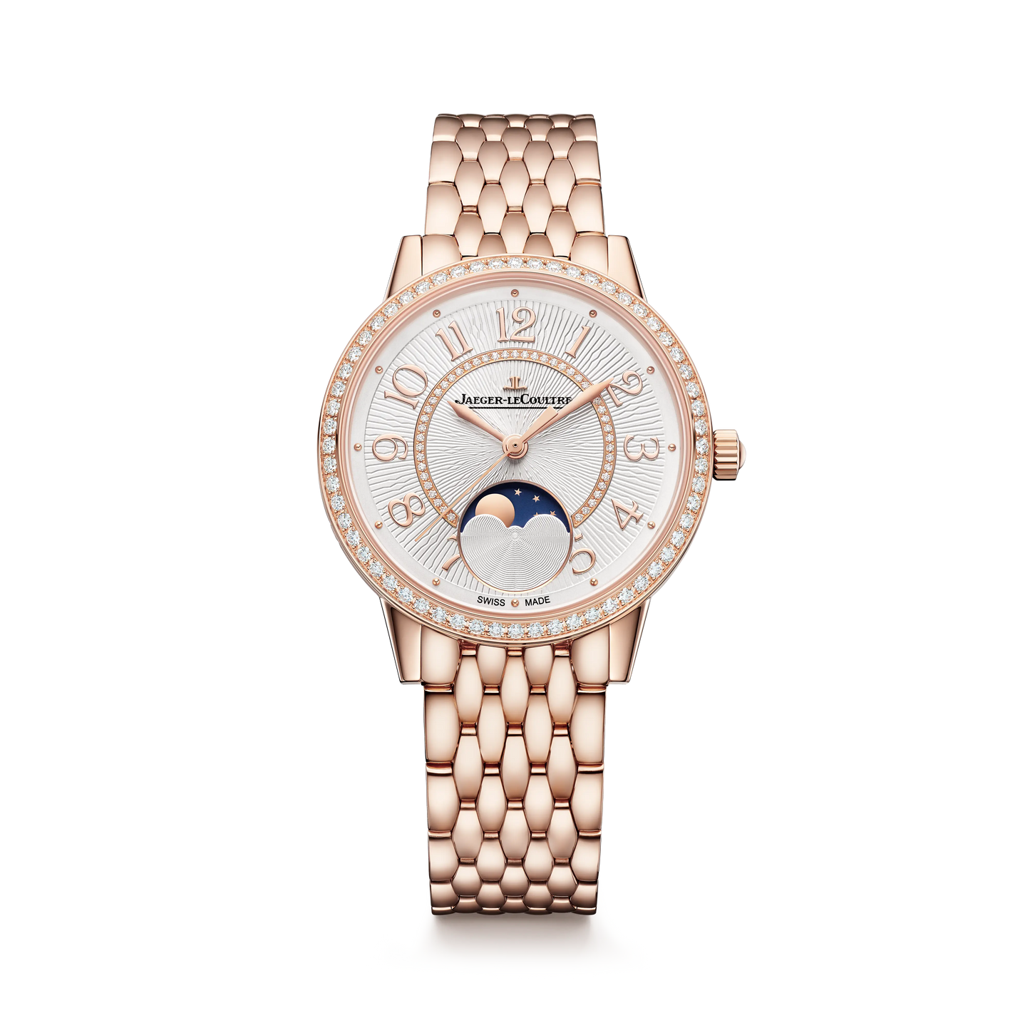JLC - Rendez-Vous Classic Moon - 34 MM - Pink Gold - Silvered-Gray Guilloché Diamond Dial - Diamond-Set Bezel - Pink Gold Bracelet - Q3572131