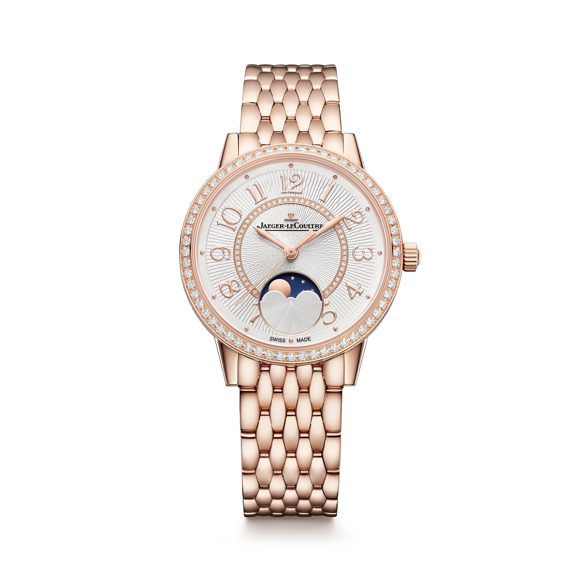 JLC - Rendez-Vous Classic Moon - 34 MM - Pink Gold - Silvered-Gray Guilloché Diamond Dial - Diamond-Set Bezel - Pink Gold Bracelet - Q3572131