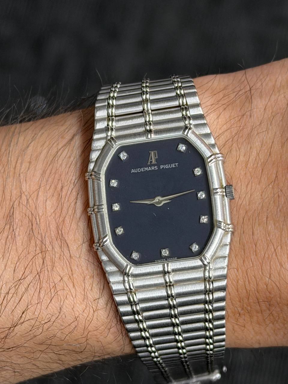 Audemars Piguet Bamboo - 27 × 33 MM - 18K White Gold - Blue Diamond Dial - Ref. 14644BC
