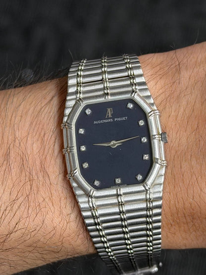 Audemars Piguet Bamboo - 27 × 33 MM - 18K White Gold - Blue Diamond Dial - Ref. 14644BC