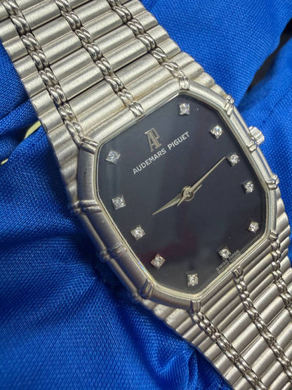 Audemars Piguet Bamboo - 27 × 33 MM - 18K White Gold - Blue Diamond Dial - Ref. 14644BC