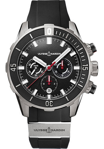 Ulysse Nardin Diver Titanium Case 44 MM - Black Rubber Strap - Black Dial - 1503-170-3/92