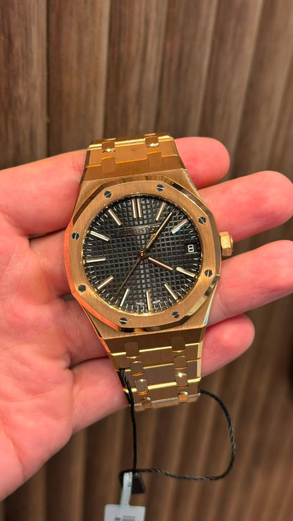 Audemars Piguet Royal Oak 50th Anniversary Pink Gold Selfwinding 41 MM - Pink Gold Bracelet - Black Dial - 15510OR.OO.1320OR.02