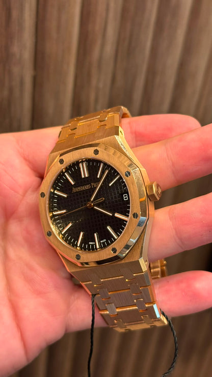 Audemars Piguet Royal Oak 50th Anniversary Pink Gold Selfwinding 41 MM - Pink Gold Bracelet - Black Dial - 15510OR.OO.1320OR.02