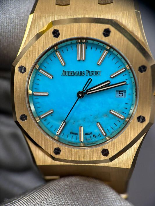 Audemars Piguet - Royal Oak - 37 MM - Yellow Gold - Limited Edition - Turquoise Dial - 15550BA.OO.1356BA.01