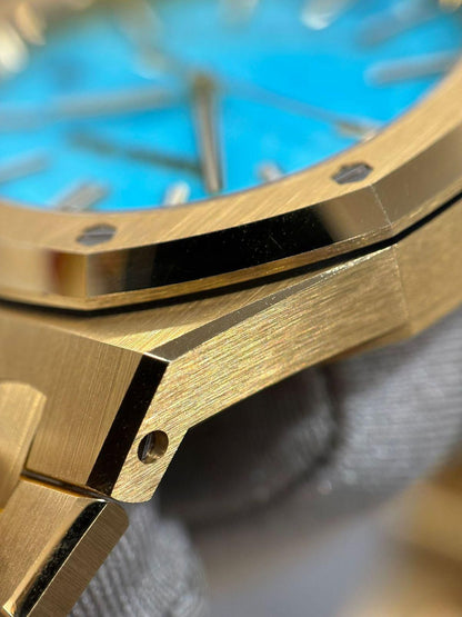 Audemars Piguet - Royal Oak - 37 MM - Yellow Gold - Limited Edition - Turquoise Dial - 15550BA.OO.1356BA.01