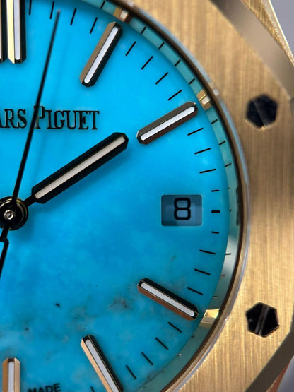 Audemars Piguet - Royal Oak - 37 MM - Yellow Gold - Limited Edition - Turquoise Dial - 15550BA.OO.1356BA.01