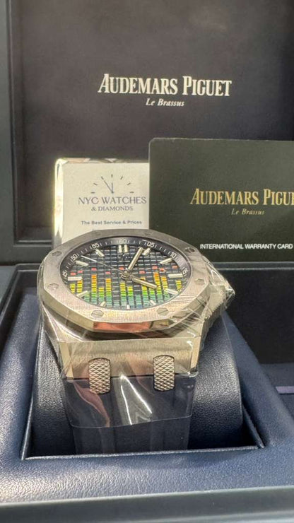 Audemars Piguet Royal Oak Offshore Titanium Selfwinding Music Edition 43 MM - Blue Rubber Strap - Blue Dial - 15600TI.OO.A343CA.01