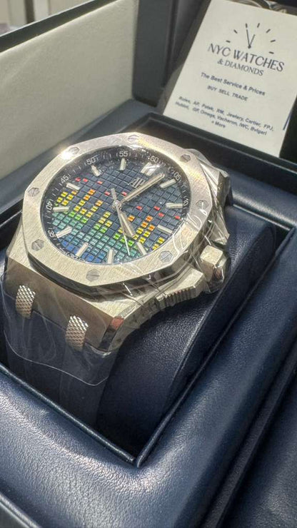 Audemars Piguet Royal Oak Offshore Titanium Selfwinding Music Edition 43 MM - Blue Rubber Strap - Blue Dial - 15600TI.OO.A343CA.01