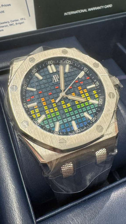 Audemars Piguet Royal Oak Offshore Titanium Selfwinding Music Edition 43 MM - Blue Rubber Strap - Blue Dial - 15600TI.OO.A343CA.01