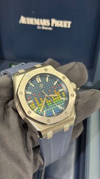Audemars Piguet Royal Oak Offshore Titanium Selfwinding Music Edition 43 MM - Blue Rubber Strap - Blue Dial - 15600TI.OO.A343CA.01