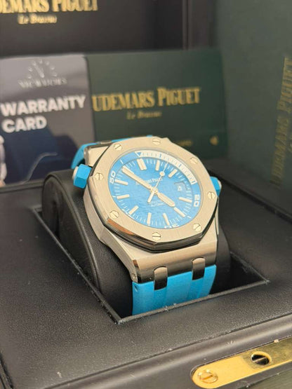 Audemars Piguet Royal Oak Offshore Diver - 42 MM - Stainless Steel - Turquoise Dial - Turquoise Rubber Strap - 15710ST.OO.A032CA.01
