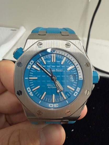 Audemars Piguet Royal Oak Offshore Diver - 42 MM - Stainless Steel - Turquoise Dial - Turquoise Rubber Strap - 15710ST.OO.A032CA.01