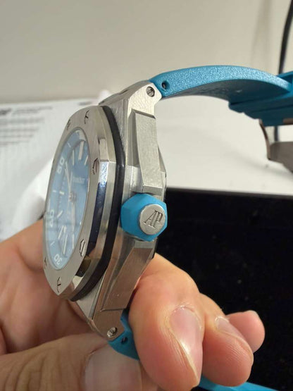 Audemars Piguet Royal Oak Offshore Diver - 42 MM - Stainless Steel - Turquoise Dial - Turquoise Rubber Strap - 15710ST.OO.A032CA.01