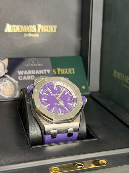 Audemars Piguet Royal Oak Offshore Diver - 42 MM - Stainless Steel - Purple Dial - Purple Rubber Strap - 15710ST.OO.A077CA.01