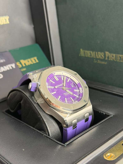 Audemars Piguet Royal Oak Offshore Diver - 42 MM - Stainless Steel - Purple Dial - Purple Rubber Strap - 15710ST.OO.A077CA.01