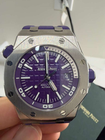 Audemars Piguet Royal Oak Offshore Diver - 42 MM - Stainless Steel - Purple Dial - Purple Rubber Strap - 15710ST.OO.A077CA.01