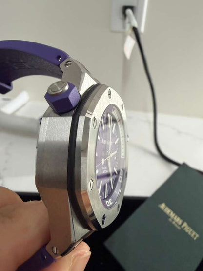 Audemars Piguet Royal Oak Offshore Diver - 42 MM - Stainless Steel - Purple Dial - Purple Rubber Strap - 15710ST.OO.A077CA.01