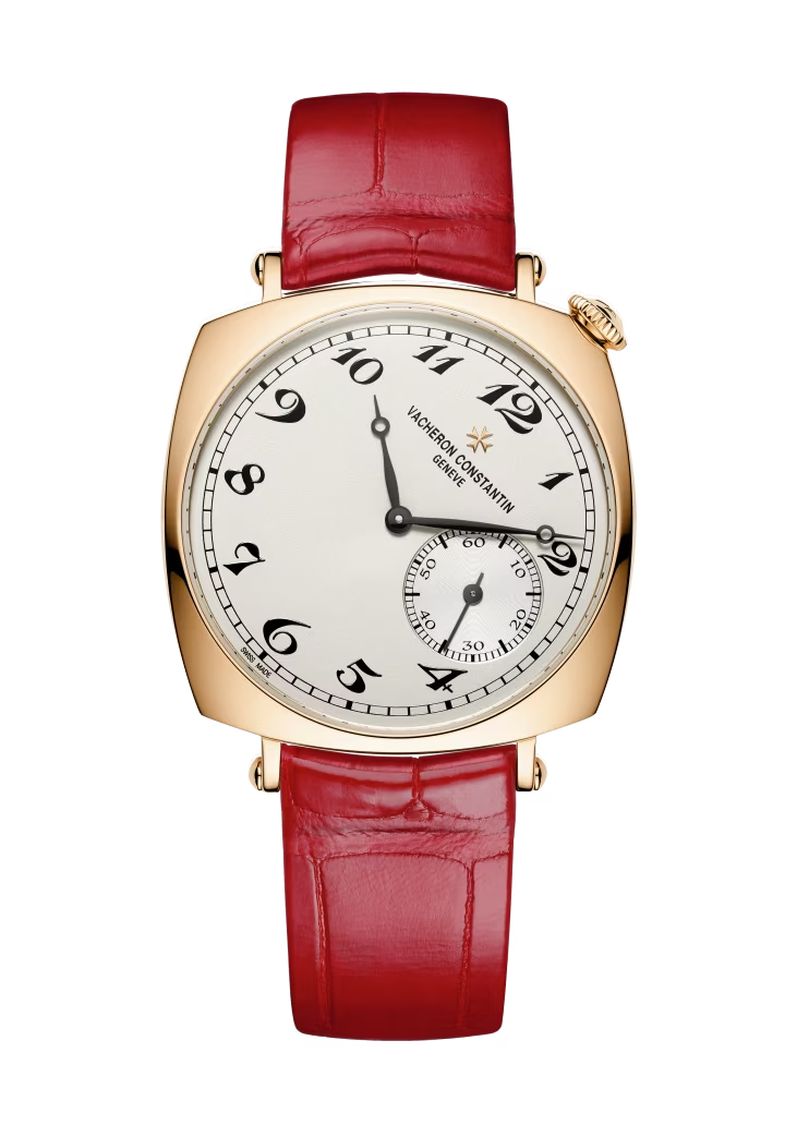 Vacheron Constantin Historiques American Pink Gold 36.5 x 36.5 MM - Red Leather Strap - White Dial - 1100S/000R-B430